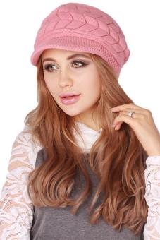 Hang-Qiao Warm Women Knitted Beret Hat Autumn Winter Cap Pink April 2018 - 5 Hang-Qiao Warm Women Knitted Beret Hat Autumn Winter Cap Pink - 5
