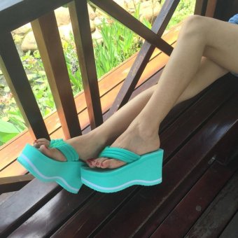 Hang-Qiao Woman Wedges Flip Flops Summer Thick Heele Slippers(Green) - Intl June 2018 - 3 Hang-Qiao Woman Wedges Flip Flops Summer Thick Heele Slippers(Green) - intl - 3
