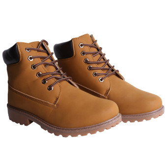 Hanyu Winter Shoes PU Leather Patchwork Strapped Flat Fashion Women Boots Yellow June 2018 - 5 Hanyu Winter Shoes PU Leather Patchwork Strapped Flat Fashion Women Boots Yellow - 5