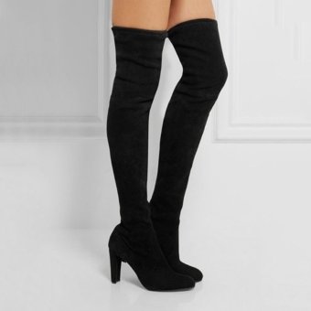 Hanyu Women Fashion Solid High Heel Suede Knee Long Boots Black - Intl June 2018 - 5 Hanyu Women Fashion Solid High Heel Suede Knee Long Boots Black - intl - 5