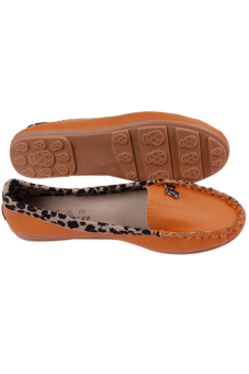 HengSong Leopard Grain Leisure Soft Leather Doug Shoes Flat ShoesYellow June 2018 - 2 HengSong Leopard Grain Leisure Soft Leather Doug Shoes Flat ShoesYellow - 2