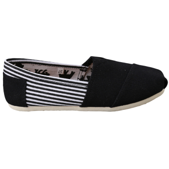 HengSong Tom Thomas Canvas Shoes Stripe Flat Casual Shoes Couple Lover Shoes Black - Intl June 2018 - 2 HengSong Tom Thomas Canvas Shoes Stripe Flat Casual Shoes Couple Lover Shoes Black - Intl - 2