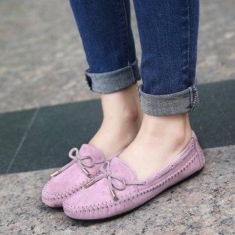 HengSong Women's Shoes Beanie Flat Shoes Bow Tie Woman Ladies Soft Loafers Flats Purple - Intl June 2018 - 2 HengSong Women's Shoes Beanie Flat Shoes Bow tie Woman Ladies Soft Loafers Flats Purple - intl - 2