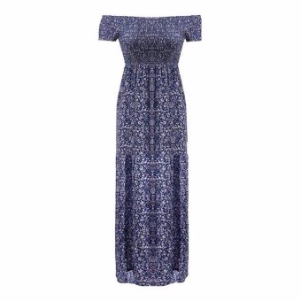 Hequ Hot High Fashion Vintage Floral Bohemian Style Women Summer Holiday Beach Party Printed Elegant Maxi Dresses Blue - Intl June 2018 - 2 Hequ Hot High Fashion Vintage Floral Bohemian Style Women Summer Holiday Beach Party Printed Elegant Maxi Dresses Blue - intl - 2