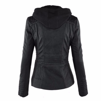 Hequ Women Fashion Autumn Winter Coat Jacke Long Sleeve Zipper Removable Hooded Leather Jackets Motorcycle Coat Outerwear Black - Intl June 2018 - 3 Hequ Women Fashion Autumn Winter Coat Jacke Long Sleeve Zipper Removable Hooded Leather Jackets Motorcycle Coat Outerwear Black - intl - 3