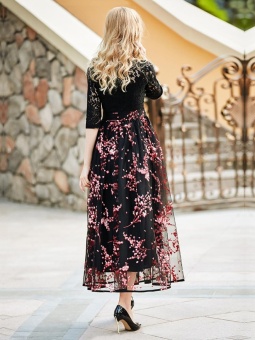 JollyChic Women's Maxi Long Dress Lace Patchwork Floral Pattern (Red) - Intl June 2018 - 2 JollyChic Women's Maxi Long Dress Lace Patchwork Floral Pattern (Red) - intl - 2