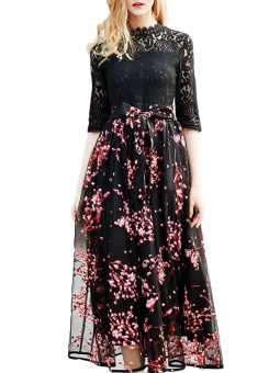 JollyChic Women's Maxi Long Dress Lace Patchwork Floral Pattern (Red) - Intl June 2018 - 4 JollyChic Women's Maxi Long Dress Lace Patchwork Floral Pattern (Red) - intl - 4