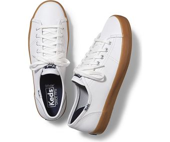 Keds Ladies Kickstart Leather Sneakers (White/Gum) June 2018 - 3 Keds Ladies Kickstart Leather Sneakers (White/Gum) - 3