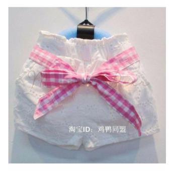 Kids Blouse With Shorts Plaid Semi Off Shoulder Top Girls CrochetLace Checkered Shirt With Shorts Set July 2018 - 4 Kids Blouse with Shorts Plaid Semi Off Shoulder Top Girls CrochetLace Checkered Shirt with Shorts Set - 4