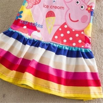 Kids Girls Peppa Pig Striped Rainbow T-Shirt Skirt Child ShortSleeve Dress - Intl July 2018 - 5 Kids Girls Peppa Pig Striped Rainbow T-Shirt Skirt Child ShortSleeve Dress - intl - 5