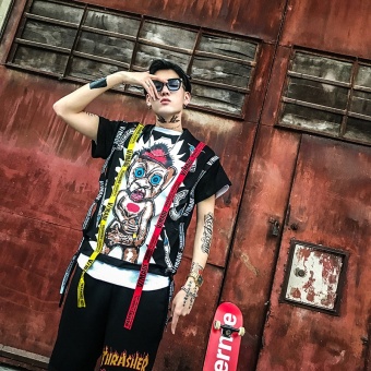Korean Street BF Wind, Half Sleeve Man Gd, Quan Zhilong Same ShortSleeved T-shirt, Personality Trend Coat, Hip-hop Loose Tee - Intl June 2018 - 3 Korean Street BF Wind, Half Sleeve Man Gd, Quan Zhilong Same ShortSleeved T-shirt, Personality Trend Coat, Hip-hop Loose Tee - intl - 3