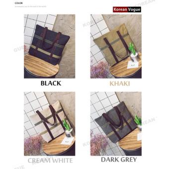 Korean Style B-003 High Quality Canvas Fashion Grid Women LargeCapacity Shopping Tote Bag Student Shoulder Bag(Black) May 2018 - 2 Korean Style B-003 High Quality Canvas Fashion Grid Women LargeCapacity Shopping Tote Bag Student Shoulder Bag(Black) - 2