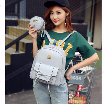 KOREAN VOGUE KV4004 High Quality Ladies Smooth Faux Leather 2 Pieces Women Unique Backpack Bag Set (Grey) May 2018 - 3 KOREAN VOGUE KV4004 High Quality Ladies Smooth Faux Leather 2 Pieces Women Unique Backpack Bag Set (Grey) - 3