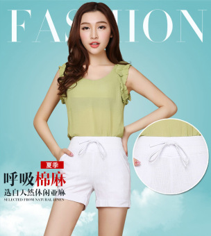 Ladies Leisure Candy Color Elastic Waist Linen Shorts (White)(Intl) June 2018 - 5 Ladies Leisure Candy Color Elastic Waist Linen Shorts (White)(Intl) - 5