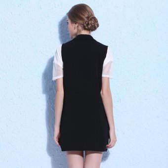 Ladies Spring Lapel V Neck Knee Above Cardigan Style ChiffonWaistvest Tops Vest (Black) - Intl June 2018 - 2 Ladies Spring Lapel V neck Knee Above Cardigan Style ChiffonWaistvest Tops Vest (Black) - intl - 2