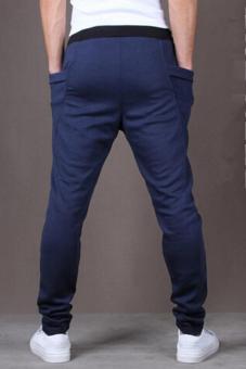 LALANG Casual Men's Korean Hit Color Harem Pants Slim Pants Navy June 2018 - 3 LALANG Casual Men's Korean Hit Color Harem Pants Slim Pants Navy - 3