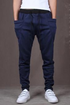 LALANG Casual Men's Korean Hit Color Harem Pants Slim Pants Navy June 2018 - 2 LALANG Casual Men's Korean Hit Color Harem Pants Slim Pants Navy - 2