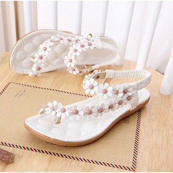 LALANG Hot Sales Summer Women Sandals Bohemia Flower Casual Toepost Flats Shoes White June 2018 - 4 LALANG Hot Sales Summer Women Sandals Bohemia Flower Casual Toepost Flats Shoes White - 4