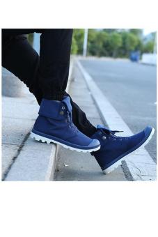 LALANG Men Canvas PU Boots High Cut Tube Down Sneaker Shoes Blue - June 2018 - 3 LALANG Men Canvas PU Boots High Cut Tube Down Sneaker Shoes Blue - - 3