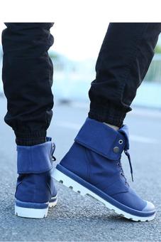 LALANG Men Canvas PU Boots High Cut Tube Down Sneaker Shoes Blue - June 2018 - 2 LALANG Men Canvas PU Boots High Cut Tube Down Sneaker Shoes Blue - - 2