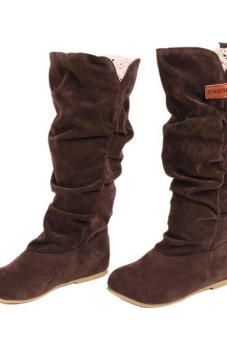 LALANG New Fashion Casual Flat Shoes Sweet Boot Stylish Mid-calfBoots Brown June 2018 - 4 LALANG New Fashion Casual Flat Shoes Sweet Boot Stylish Mid-calfBoots Brown - 4