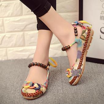 LALANG Women Beading Round Toe Embroidered Shoes Lace Up Increased Flats Shoes June 2018 - 5 LALANG Women Beading Round Toe Embroidered Shoes Lace Up Increased Flats Shoes - 5