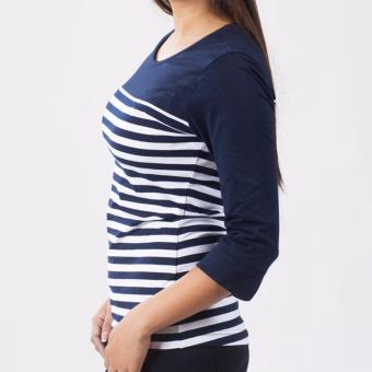 Lee Women 3/4 Sleeves Basic Fit Tee (Airforce Blue/White) June 2018 - 2 Lee Women 3/4 Sleeves Basic Fit Tee (Airforce Blue/White) - 2