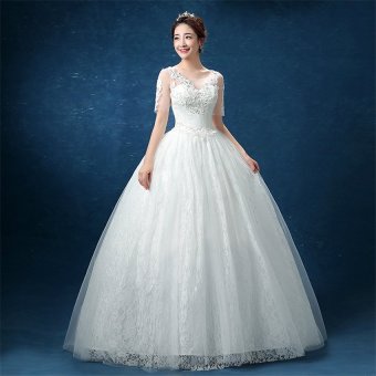 Leondo Floor Length Wedding Dress V Neck Half Sleeves (ivory) Soft Net Skirt Bridal Gowns July 2018 - 3 Leondo floor length wedding dress v neck half sleeves (ivory) soft net skirt bridal gowns - 3