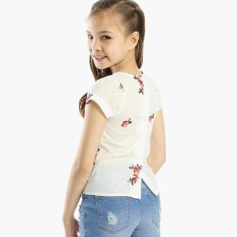 Little Miss Girls Flowers Ruffled Blouse (White) June 2018 - 2 Little Miss Girls Flowers Ruffled Blouse (White) - 2