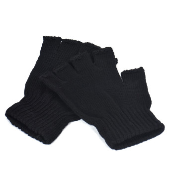 Men Black Knitted Stretch Elastic Warm Half Finger Fingerless Gloves May 2018 - 4 Men Black Knitted Stretch Elastic Warm Half Finger Fingerless Gloves - 4