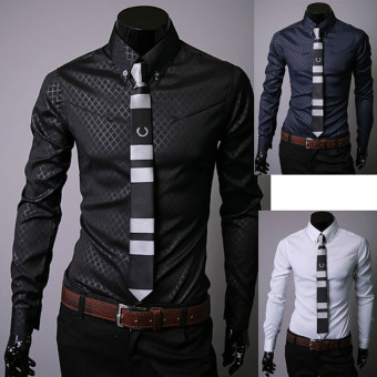 Men Shirt Long Sleeve Slim Fit Man Dress Formal Shirts Plus Size 5XL Dark Blue June 2018 - 2 Men Shirt Long Sleeve Slim Fit Man Dress Formal Shirts Plus Size 5XL Dark Blue - 2