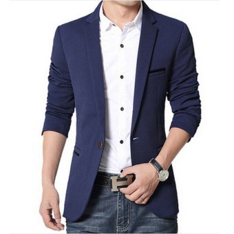 Men Slim Fit Fashion Cotton Blazer Suit Jacket Black June 2018 - 2 Men slim fit fashion cotton blazer Suit Jacket Black - 2