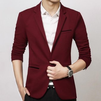 Men Slim Fit Fashion Cotton Blazer Suit Jacket Black Blue Khakiplus Size M To 5XL Male Blazers Mens Coat Wedding Dress(Red) July 2018 - 2 Men slim fit fashion cotton blazer Suit Jacket black blue khakiplus size M to 5XL Male blazers Mens coat Wedding dress(Red) - 2