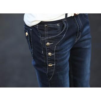 Men's Buttons Design Denim Jeans (Dark) April 2018 - 5 Men's Buttons Design Denim Jeans (Dark) - 5