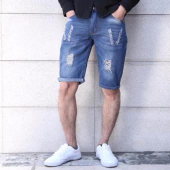 Men's Class Denim Short With V Tattered Design July 2018 - 3 Men's Class Denim short With V Tattered Design - 3