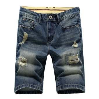 Mens Denim Shorts 2017 Summer Straight Casual Knee Length ShortBermuda Masculina Ripped Jeans Shorts For Men - Intl June 2018 - 2 Mens Denim Shorts 2017 Summer Straight Casual Knee Length ShortBermuda Masculina Ripped Jeans Shorts for Men - intl - 2