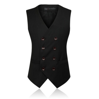 Men's Double Breasted Business Waistcoasts Vest - Black - Intl April 2018 - 2 Men's Double Breasted Business Waistcoasts Vest - Black - intl - 2