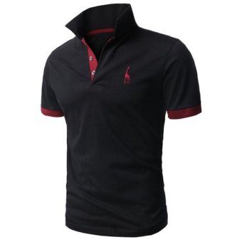 Mens Fine Cotton Giraffe Polo Shirts Black - Intl June 2018 - 3 Mens Fine Cotton Giraffe Polo Shirts Black - Intl - 3