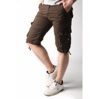Men's New Army Six Pocket Cargo Shorts With Rope Design(Brown) June 2018 - 2 Men's New Army Six Pocket Cargo Shorts with Rope Design(Brown) - 2