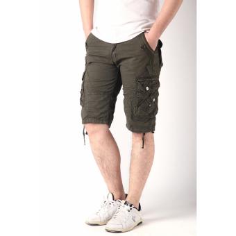 Men's New Army Six Pocket Cargo Shorts With Rope Design(Green) June 2018 - 3 Men's New Army Six Pocket Cargo Shorts with Rope Design(Green) - 3