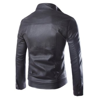 Men's PU Leather Casual Slim Jacket Fashionable Jacket(Black) -intl May 2018 - 2 Men's PU Leather Casual Slim Jacket Fashionable Jacket(Black) -intl - 2