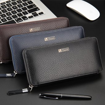 Mens Solid High-grade Leather Zipper Wallet Male Business Clutch Purse Cellphone Bag Blue - Intl June 2018 - 3 Mens Solid High-grade Leather Zipper Wallet Male Business Clutch Purse Cellphone Bag Blue - Intl - 3