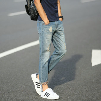 Men's Vintage Ripped Jeans Slim Ankle Length Pants Retro Hole DenimJeans - Intl June 2018 - 5 Men's Vintage Ripped Jeans Slim Ankle Length Pants Retro Hole DenimJeans - intl - 5