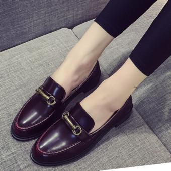 MM Metal Buckle Small Leather Shoes Red - Intl June 2018 - 2 MM Metal buckle small leather shoes Red - intl - 2