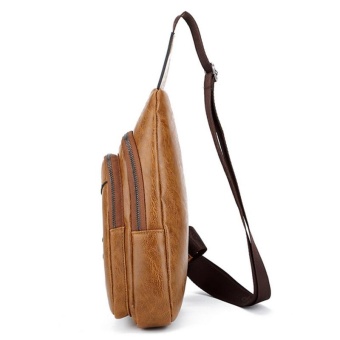 New Men Cowhide Leather Chest Pack Sports Outdoor Leisure CrossbodyBag Hiking Daypack Cycling Travel Double-deck Sling Bag (Brown) -intl July 2018 - 4 New Men Cowhide Leather Chest Pack Sports Outdoor Leisure CrossbodyBag Hiking Daypack Cycling Travel Double-deck Sling Bag (Brown) -intl - 4