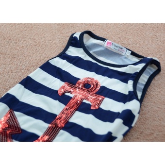 New Mother Daughter Matching Dresses Fashion Sequine Anchor Navy Stripes Maxi Sundress - Intl June 2018 - 5 New Mother Daughter Matching dresses Fashion Sequine Anchor Navy Stripes Maxi Sundress - intl - 5