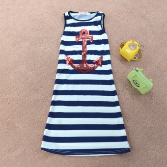 New Mother Daughter Matching Dresses Fashion Sequine Anchor Navy Stripes Maxi Sundress - Intl June 2018 - 3 New Mother Daughter Matching dresses Fashion Sequine Anchor Navy Stripes Maxi Sundress - intl - 3