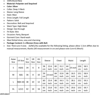New Sexy Women Deep V-Neck Evening Dress Long Sleeve See-throughSequined Fishtail Maxi Banquet Party Dress - Intl June 2018 - 2 New Sexy Women Deep V-Neck Evening Dress Long Sleeve See-throughSequined Fishtail Maxi Banquet Party Dress - intl - 2