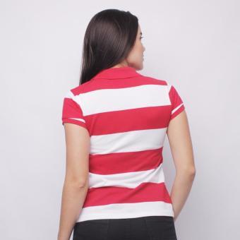 Newyork Army Dual Stripes Color Combi Ladies Polo Shirt - Red/White June 2018 - 2 Newyork Army Dual Stripes Color Combi Ladies Polo Shirt - Red/White - 2
