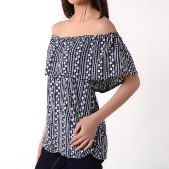 No Apologies Off Shoulder Blouse NLT04-1689 (Navy / White) April 2018 - 2 No Apologies Off Shoulder Blouse NLT04-1689 (Navy / White) - 2
